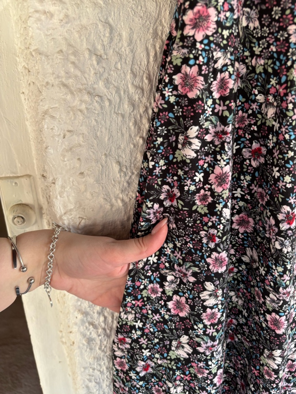 SO Black Floral Spaghetti-Strap Maxi Dress with Pink Accents - Picture 8 of 12